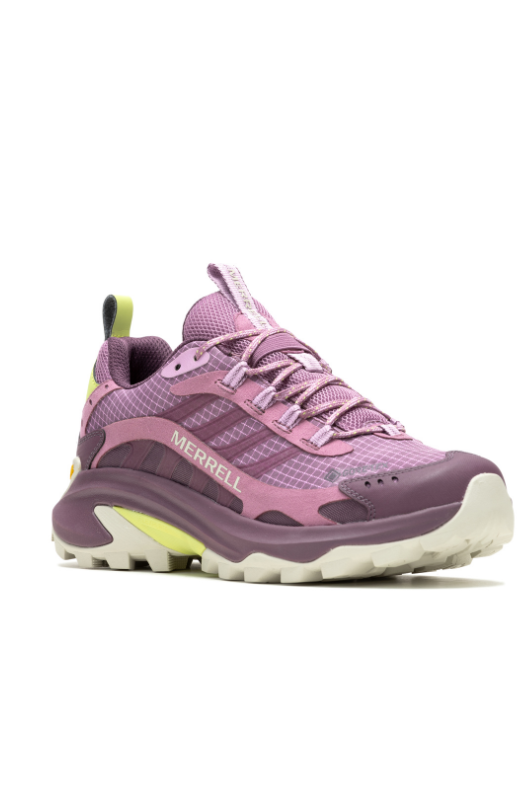 Merrell Moab Speed 2 GTX Trainer. A pair of lightweight trail trainers in the colour mauve.