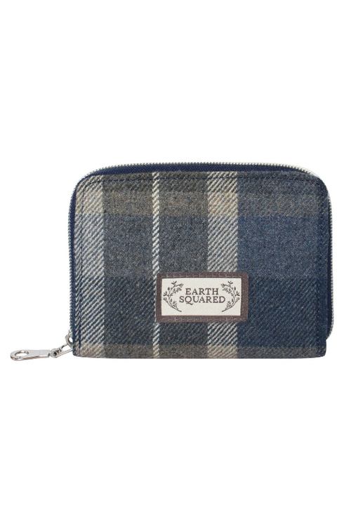 Earth Squared Tweed Wallet. A small wallet with zip closure and tweed design in the style Humbie.