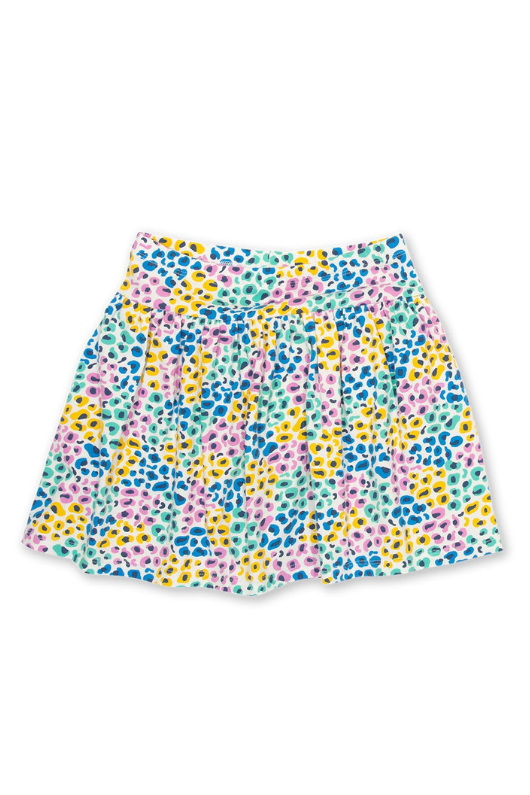 Kite Panthera Skort. A skirt with built in shorts, featuring a multi-coloured leopard print.