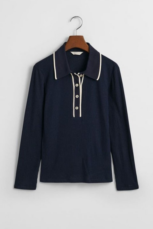 An image of the Gant Slim Rib Long Sleeve Polo
