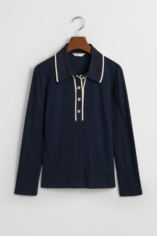 An image of the Gant Slim Rib Long Sleeve Polo
