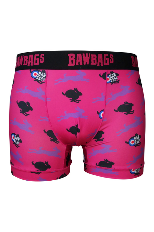 An image of the Bawbags Cool De Sacs Baw Hares Technical Boxer Shorts in the colour Purple.