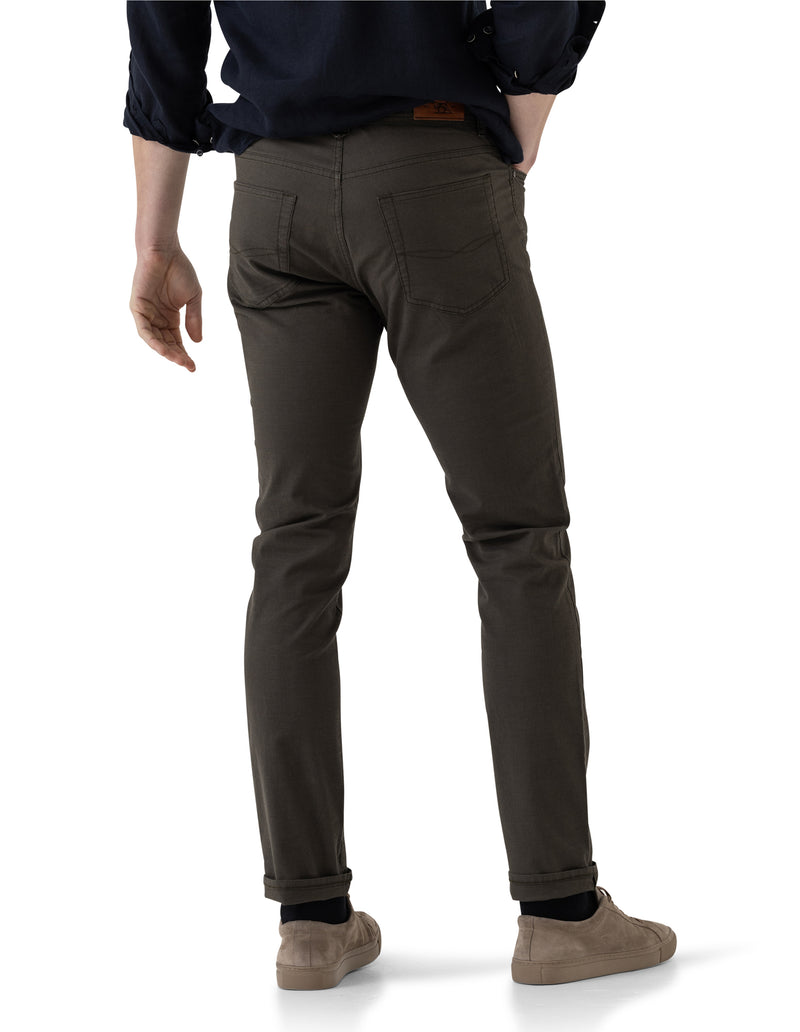 Gunn 5 Pocket Jeans by Rodd & Gunn. A straight fit trouser made with stretch fabric featuring pockets and green hand washed appearance.