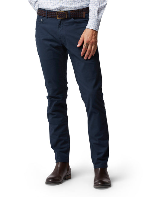 Gunn 5 Pocket Jeans by Rodd & Gunn. A straight fit trouser made with stretch fabric featuring pockets and navy hand washed appearance. 