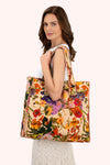 An image of the Powder Lux Velvet Quilted Tote - Cream Posy