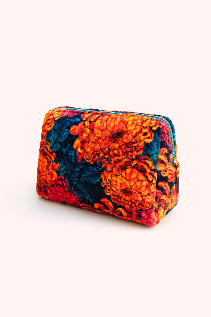 Chrysanthemum Quilted Velvet Washbag