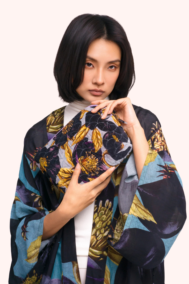 Hellebore Quilted Velvet Washbag