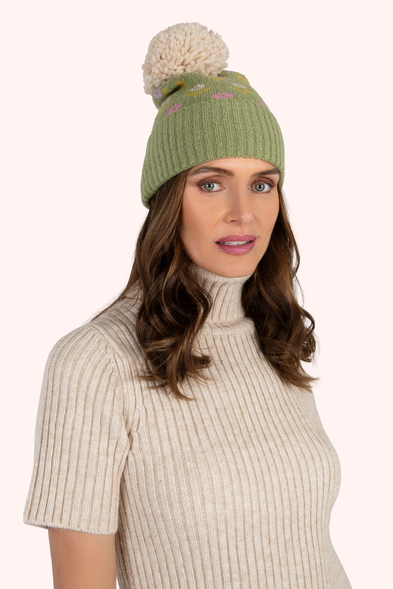 An image of the Powder Willow Ditsy Flower Pompom Hat