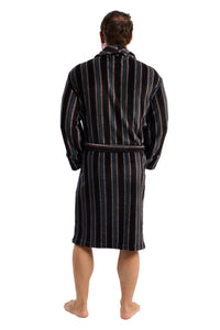 An image of the Marsylka Mens Striped Flannel Fleece Robe