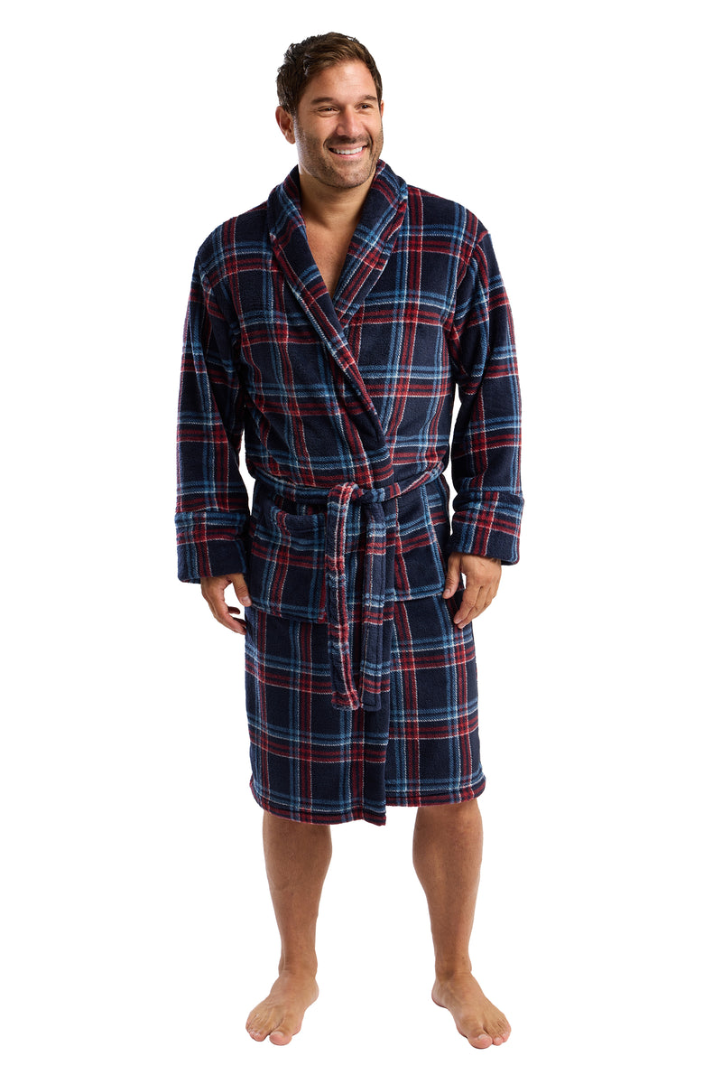 An image of the Marsylka Mens Checked Fleece Robe