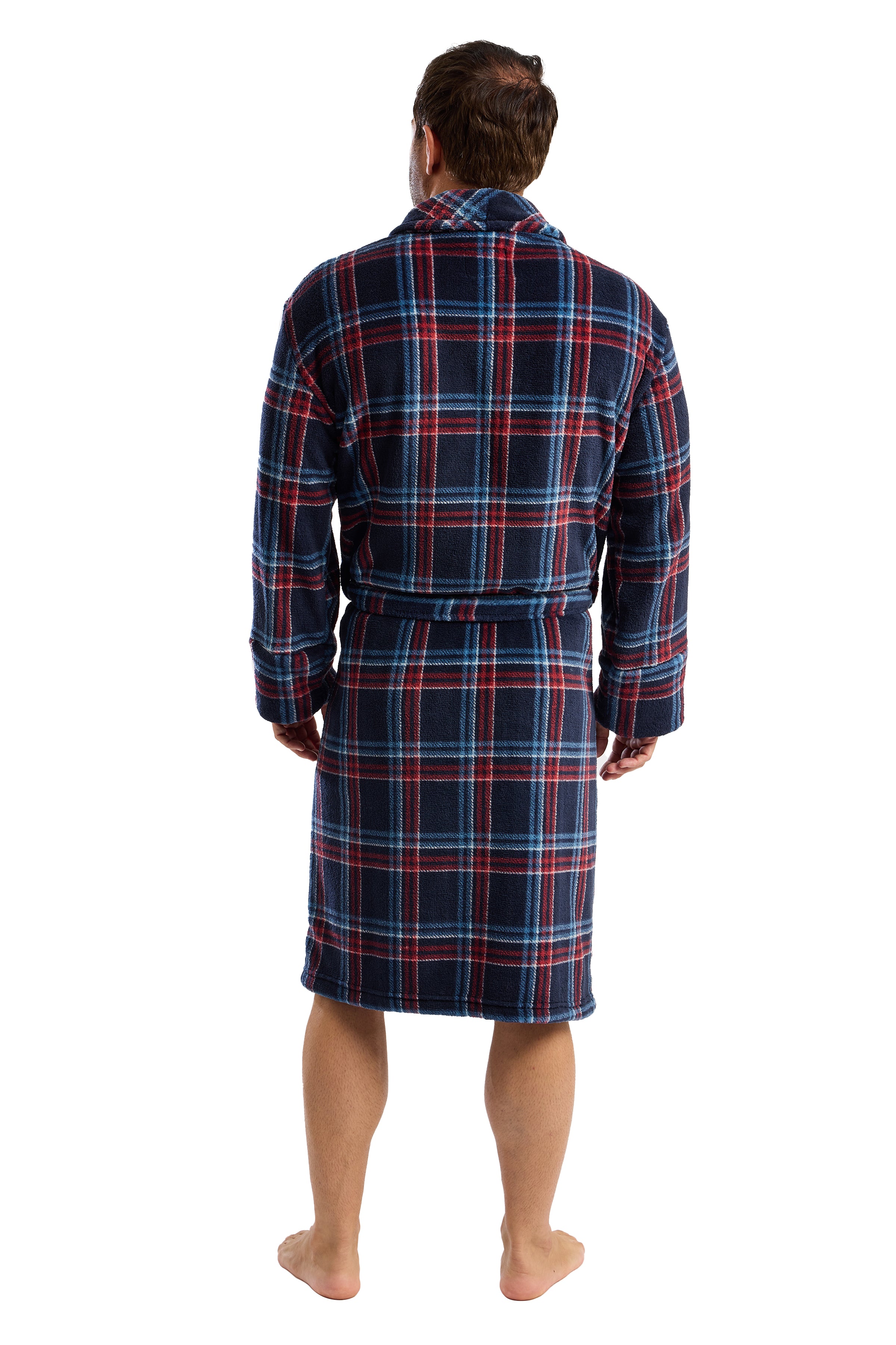 An image of the Marsylka Mens Checked Fleece Robe