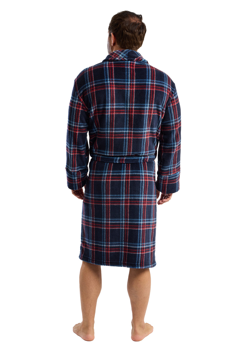 An image of the Marsylka Mens Checked Fleece Robe