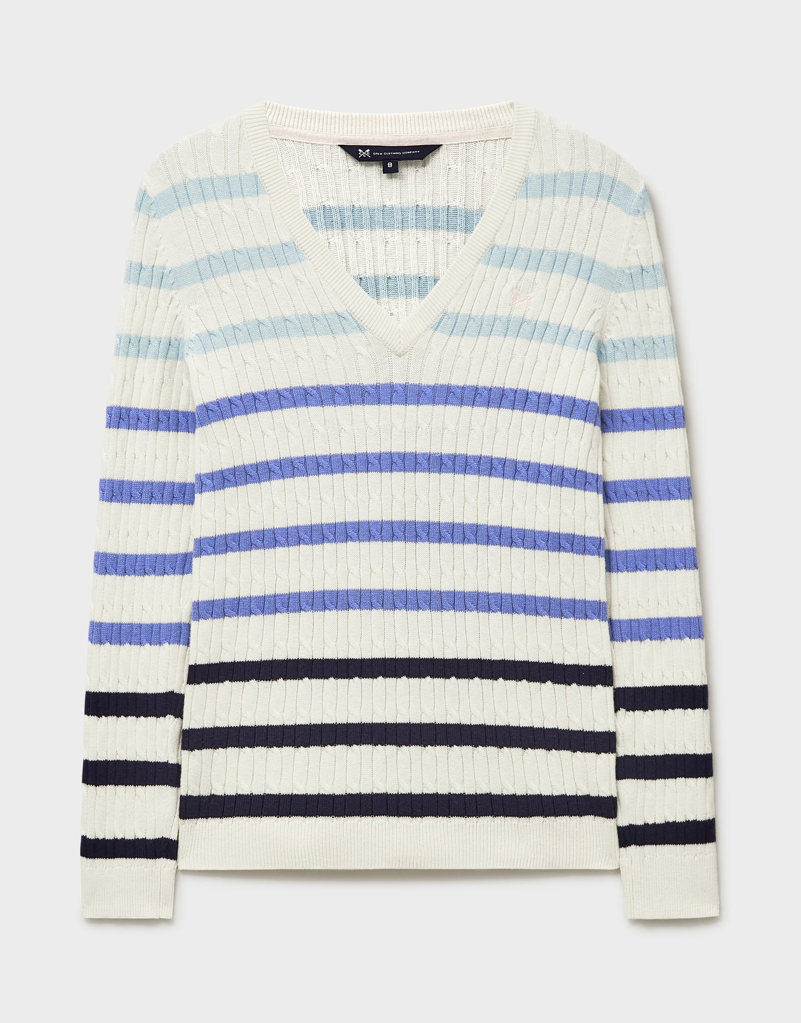 An image of the Crew Clothing Heritage Cable V-Neck Jumper