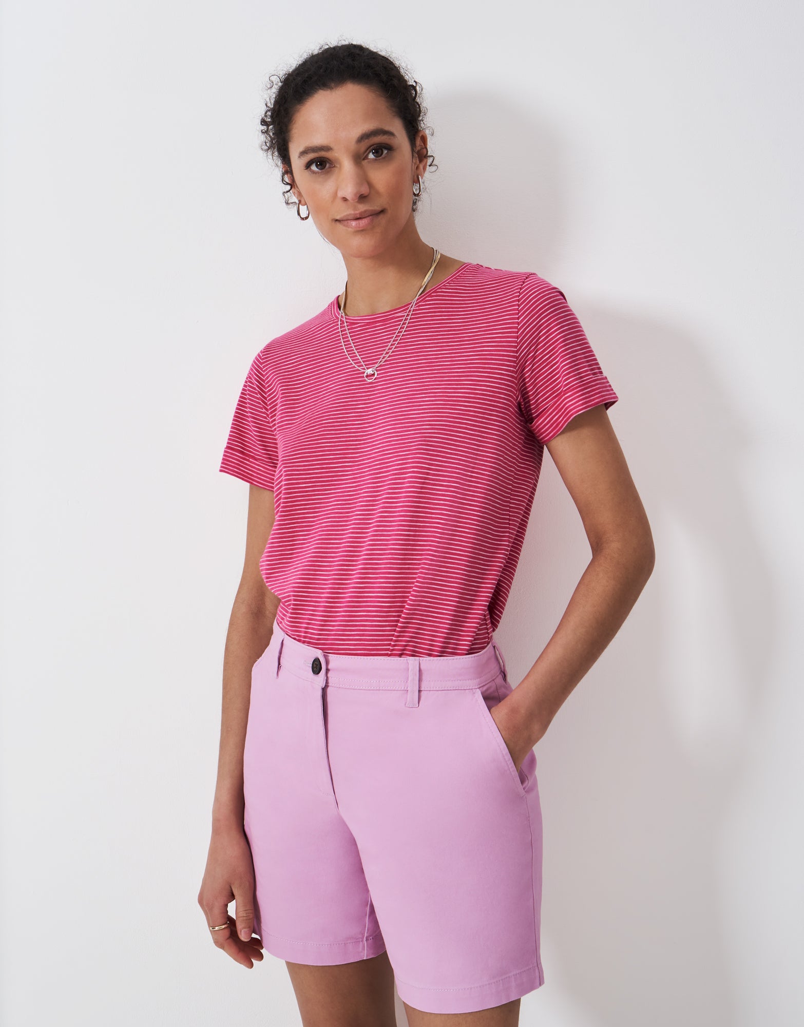 An image of the Crew Clothing Stripe Crew Neck Slub T-Shirt