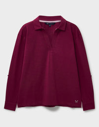 An image of the Crew Clothing Flip Collar Slub Top