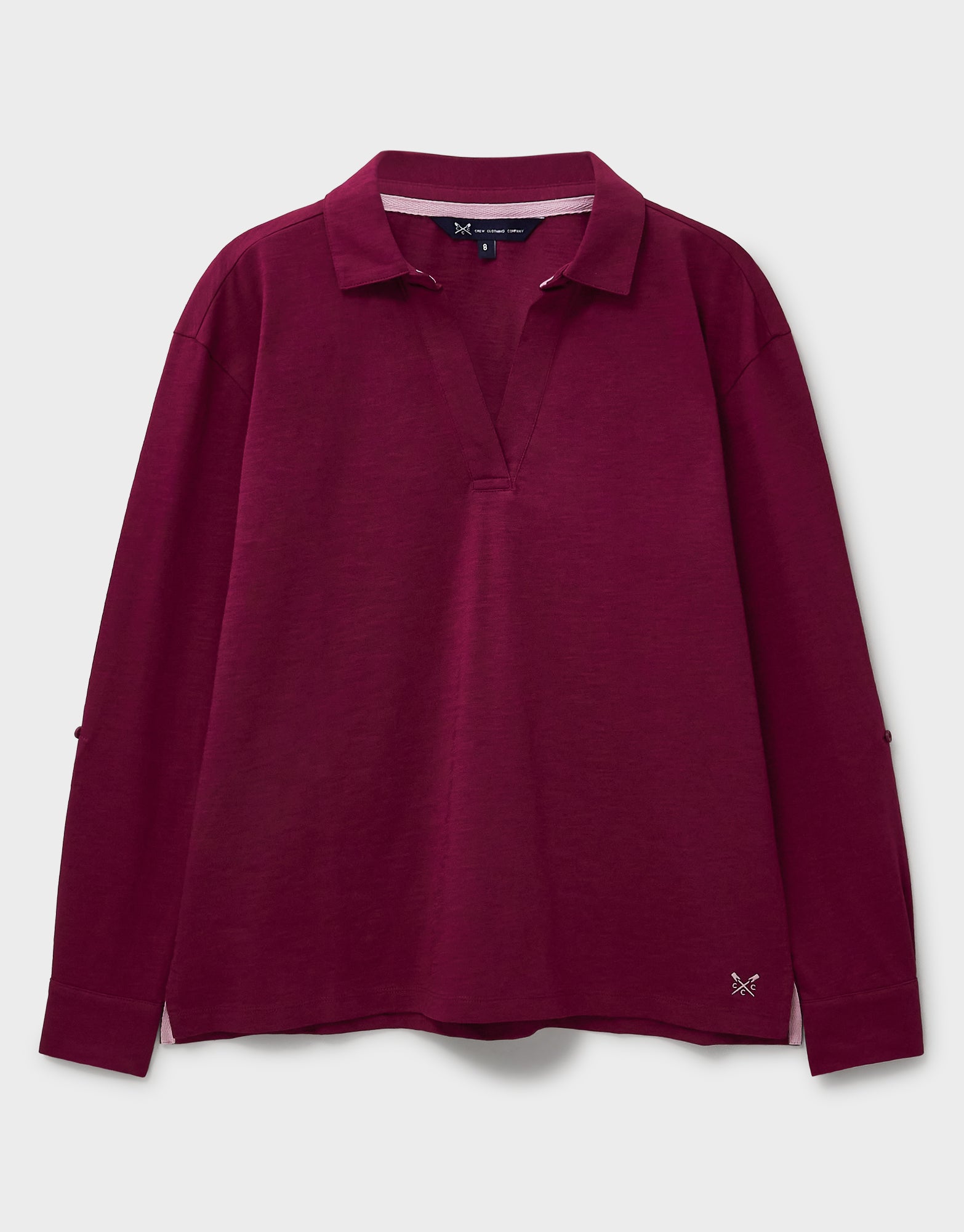 An image of the Crew Clothing Flip Collar Slub Top