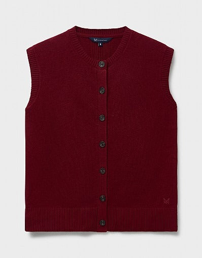 An image of the Crew Clothing Harmony Button Through Crew Neck Vest