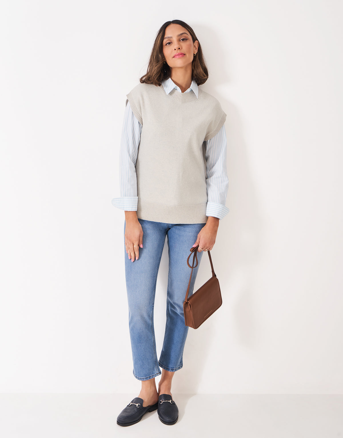 An image of the Crew Clothing Harmony Crew Neck Knitted Vest