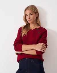 An image of the Crew Clothing Harmony Button Neck Jumper