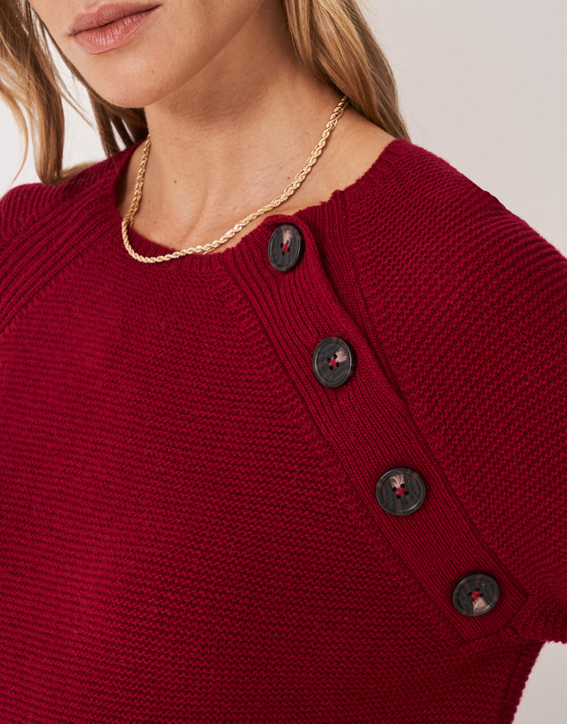 An image of the Crew Clothing Harmony Button Neck Jumper
