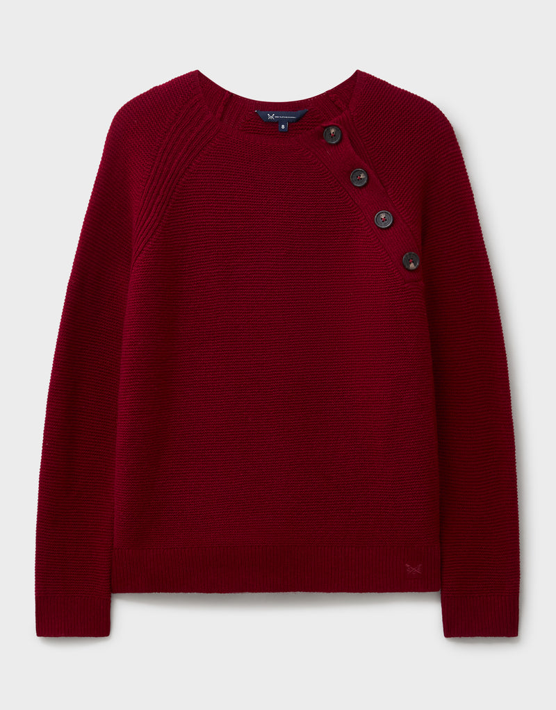 An image of the Crew Clothing Harmony Button Neck Jumper