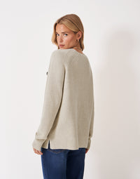 An image of the Crew Clothing Harmony Button Neck Jumper