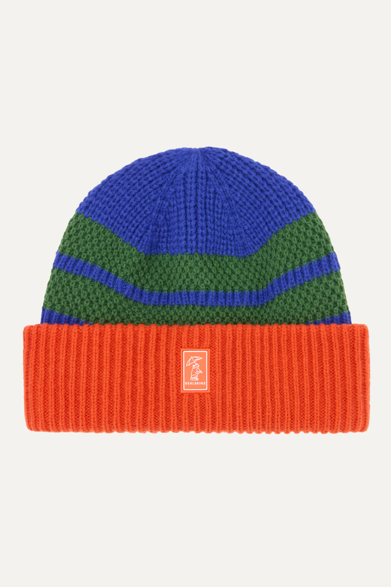 Apton Kid's Textured Stripe Roll Cuff Beanie