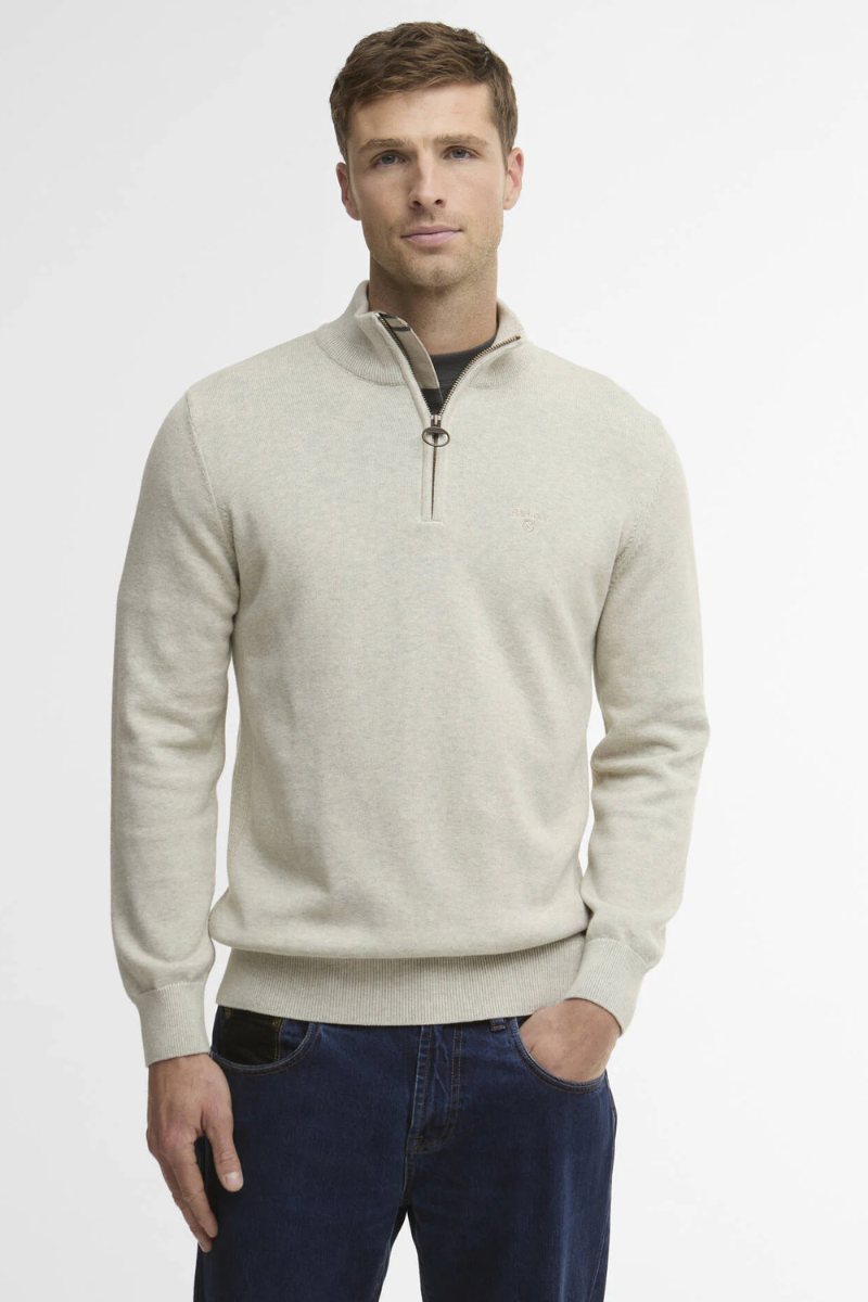 An image of the Barbour Cotton Half Zip Knitted Jumper