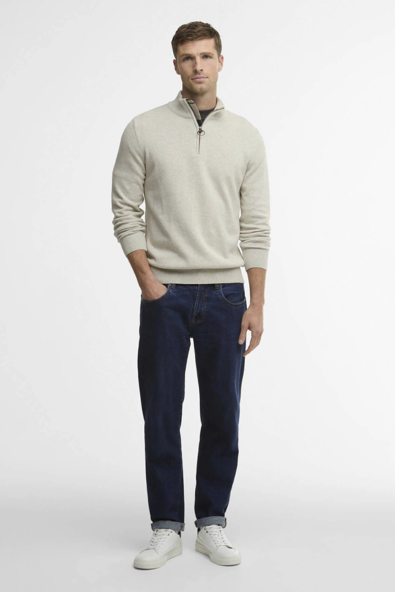 An image of the Barbour Cotton Half Zip Knitted Jumper