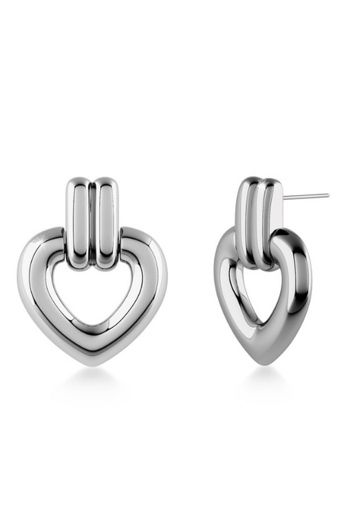 Edblad Beverly Stud Earrings. A pair of chunky heart shaped earrings in stainless steel.