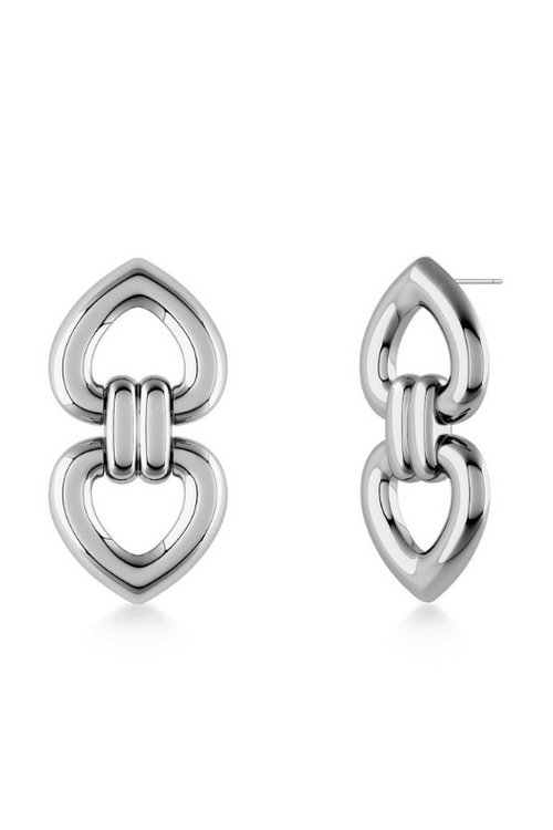 Edblad Beverly Stud Earrings. A pair of double heart shaped earrings in stainless steel.