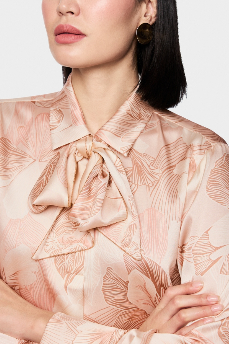 An image of the Marc Cain Silk Blend Bow Blouse