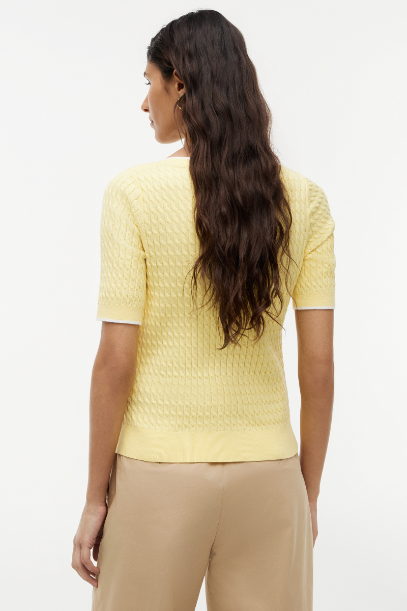 Cable Knit Boat Neck Short Sleeve Jumper