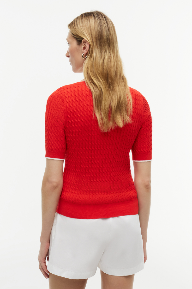 Cable Knit Boat Neck Short Sleeve Jumper