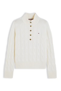 Henley Soft Wool Cable Knit Jumper