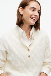 Henley Soft Wool Cable Knit Jumper