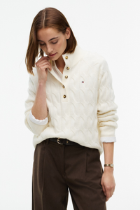Henley Soft Wool Cable Knit Jumper