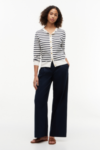 Fine Knit Jersey Crew Neck Cardigan