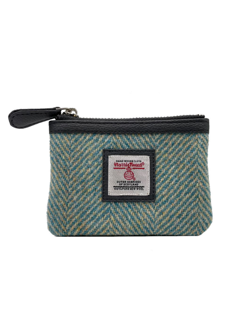 An image of the Maccessori Coin Purse - Turquoise Herringbone