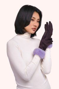 Bettina Faux Suede/Fur Gloves