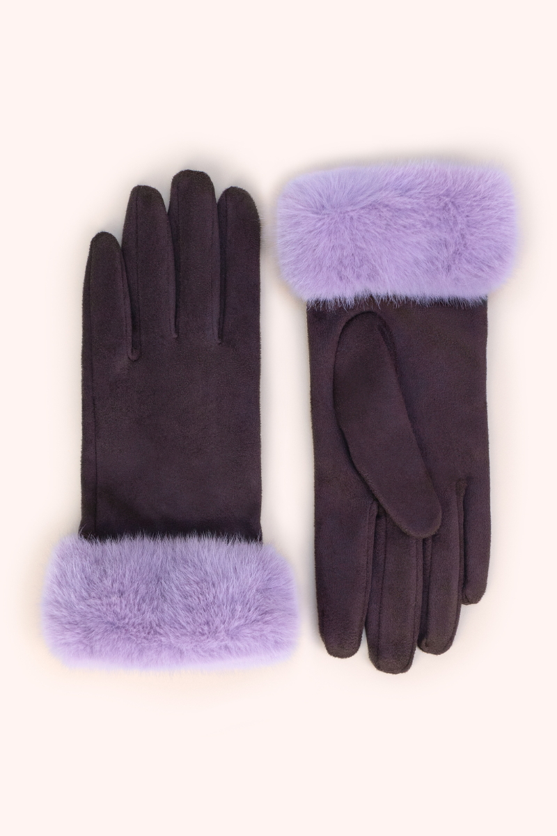 Bettina Faux Suede/Fur Gloves