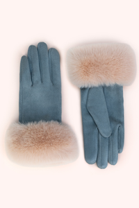 Bettina Faux Suede/Fur Gloves