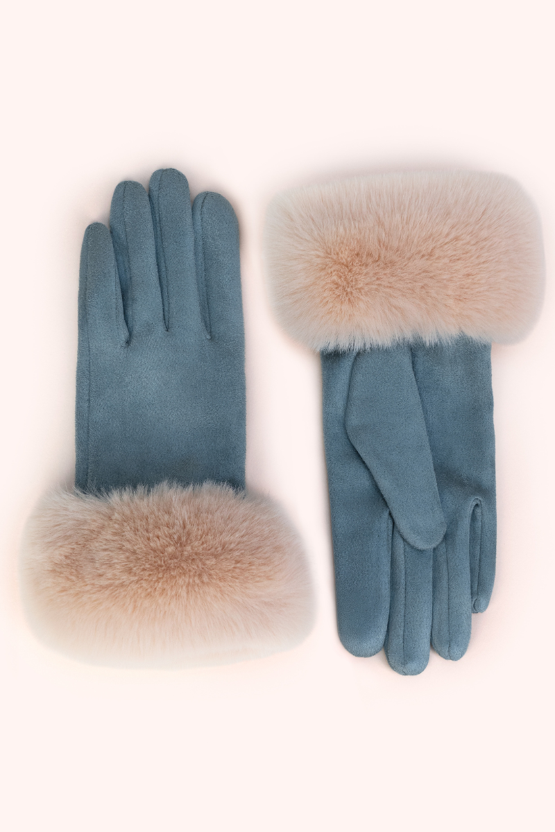 Bettina Faux Suede/Fur Gloves