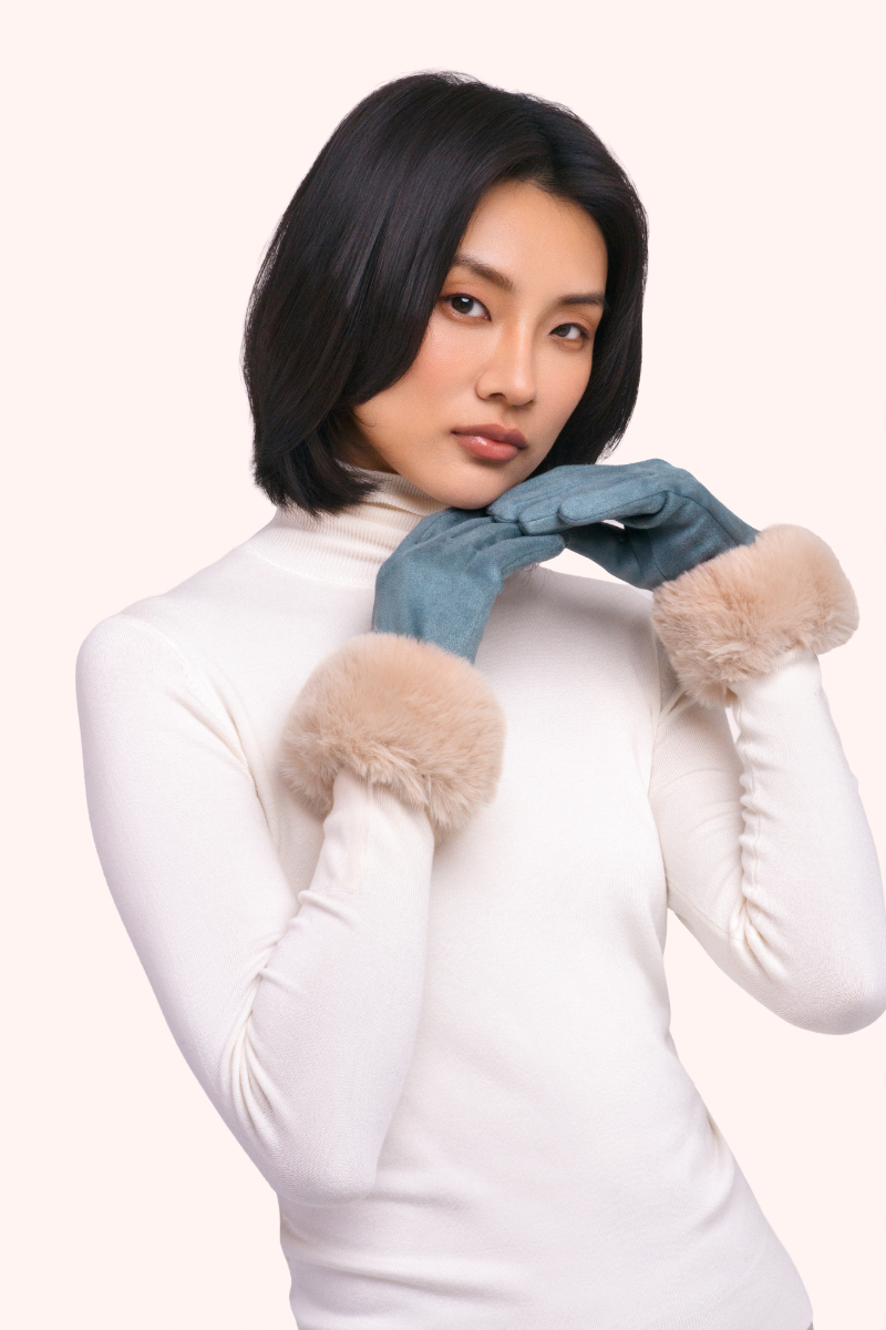 Bettina Faux Suede/Fur Gloves