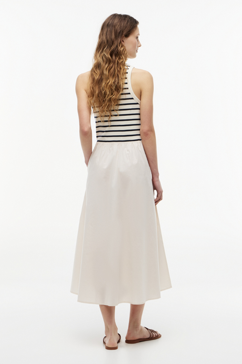 Gold Button Poplin Mix Tank Dress