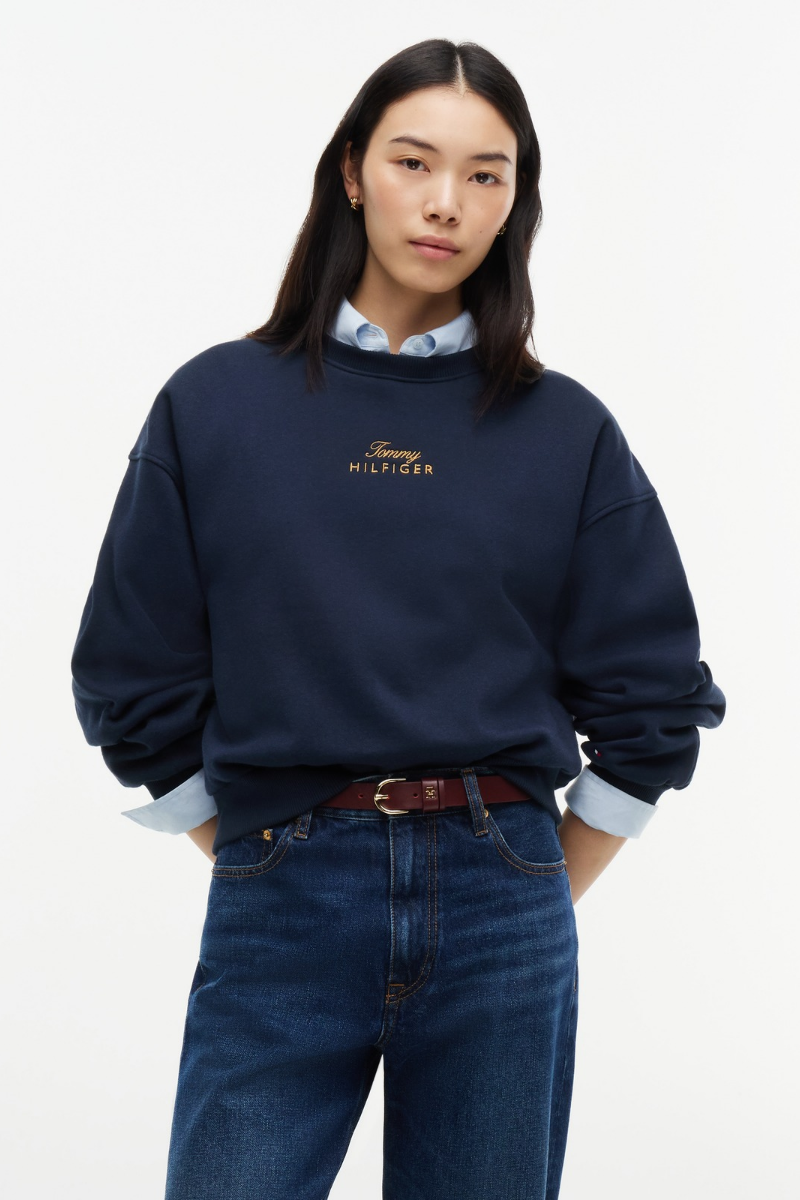 Gold Script Relaxed Fleece Jumper