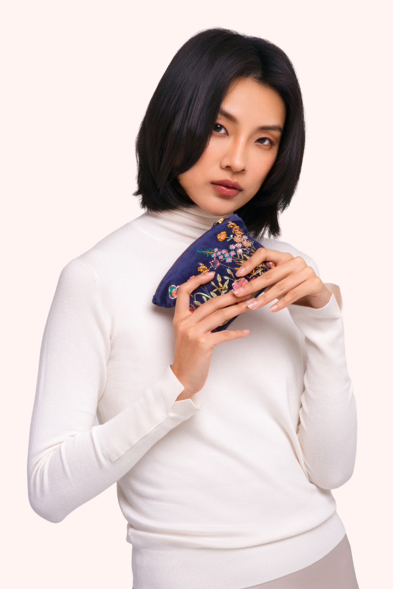Navy Floral Hedgerow Mini Pouch