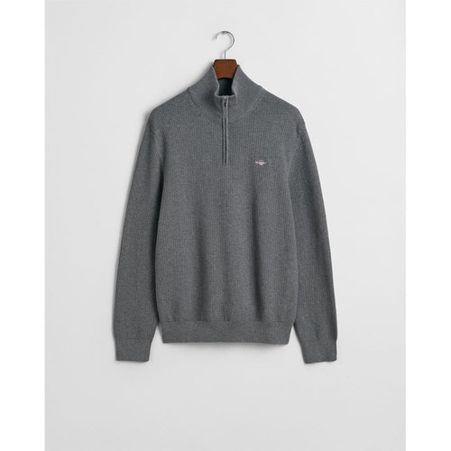 An image of the Gant Cotton Micro Textured Half Zip Sweater