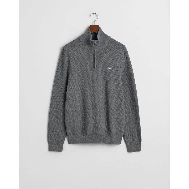 An image of the Gant Cotton Micro Textured Half Zip Sweater