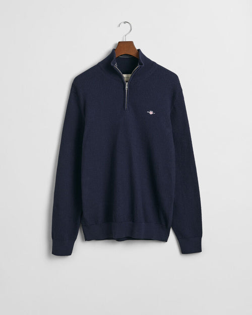 An image of the Gant Cotton Micro Textured Half Zip Sweater